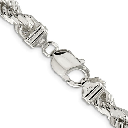 Sterling Silver 7.8mm Diamond-cut Rope Chain