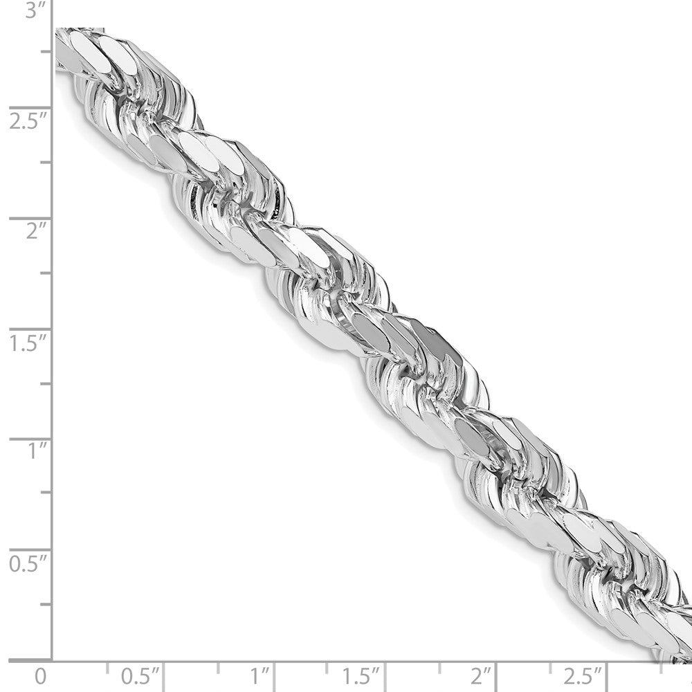 Sterling Silver Rhodium-plated 9.0mm Diamond-cut Rope Chain