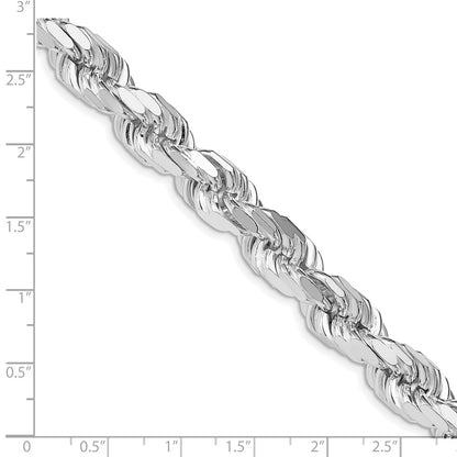 Sterling Silver Rhodium-plated 9.0mm Diamond-cut Rope Chain