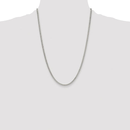 Sterling Silver Rhodium-plated 3.0mm Double Diamond-cut Curb Chain