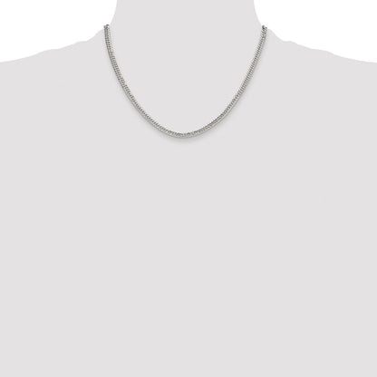 Sterling Silver Rhodium-plated 3.9mm Double Diamond-cut Curb Chain