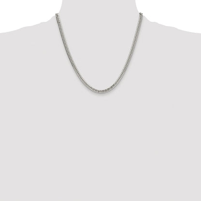 Sterling Silver Rhodium-plated 4.8mm Double Diamond-cut Curb Chain