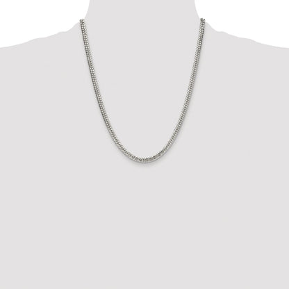 Sterling Silver Rhodium-plated 4.8mm Double Diamond-cut Curb Chain