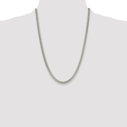 Sterling Silver Rhodium-plated 4.8mm Double Diamond-cut Curb Chain
