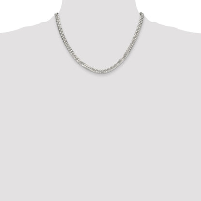 Sterling Silver Polished 5.7mm Double Diamond-cut Curb Chain
