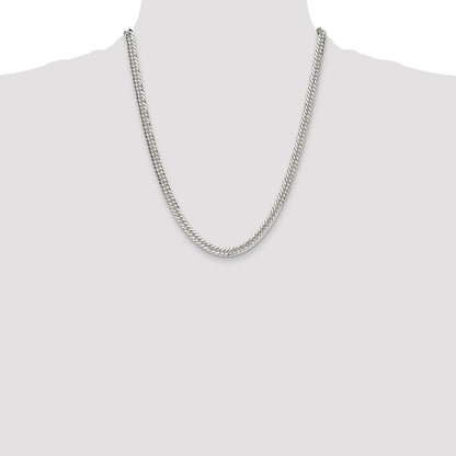 Sterling Silver Polished 5.7mm Double Diamond-cut Curb Chain