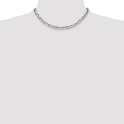 Sterling Silver Rhodium-plated 5.7mm Double Diamond-cut Curb Chain