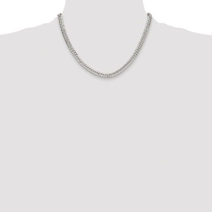Sterling Silver Rhodium-plated 5.7mm Double Diamond-cut Curb Chain