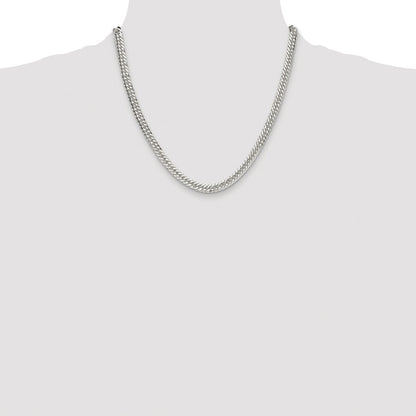 Sterling Silver Rhodium-plated 5.7mm Double Diamond-cut Curb Chain