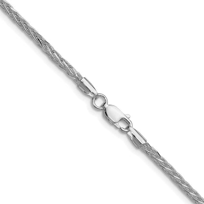 Sterling Silver Rhodium-plated 2.5mm 8 Sided D/C Double Spiga Chain