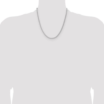 Sterling Silver Rhodium-plated 2.5mm 8 Sided D/C Double Spiga Chain