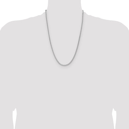 Sterling Silver Rhodium-plated 2.5mm 8 Sided D/C Double Spiga Chain