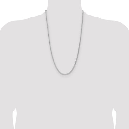 Sterling Silver Rhodium-plated 2.5mm 8 Sided D/C Double Spiga Chain