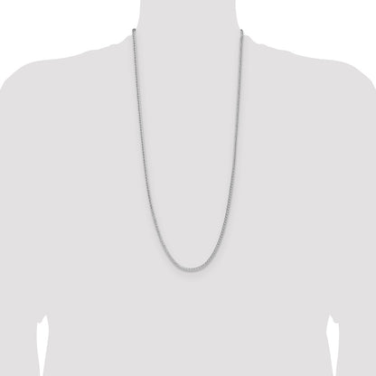 Sterling Silver Rhodium-plated 2.5mm 8 Sided D/C Double Spiga Chain