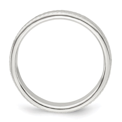 Sterling Silver 4mm Flat with Rope Edge Size 6 Band