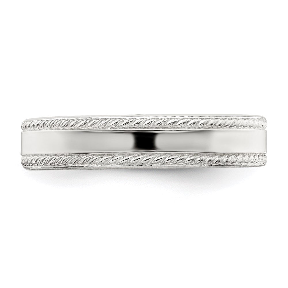 Sterling Silver 4mm Flat with Rope Edge Size 10 Band
