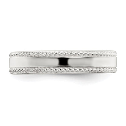 Sterling Silver 4mm Flat with Rope Edge Size 5 Band