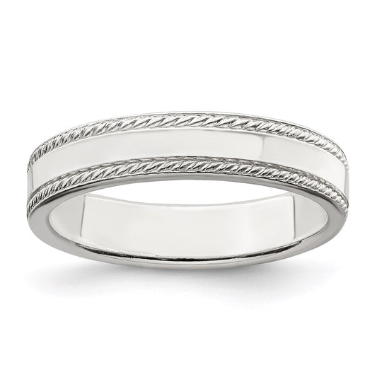 Sterling Silver 4mm Flat with Rope Edge Size 9 Band