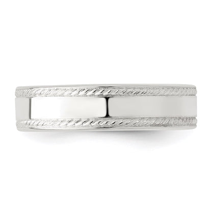 Sterling Silver 5mm Flat with Rope Edge Size 8 Band