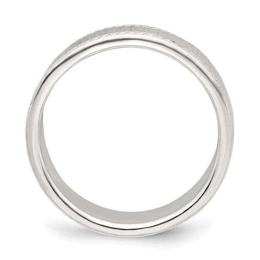 Sterling Silver 6mm Flat with Rope Edge Size 6 Band