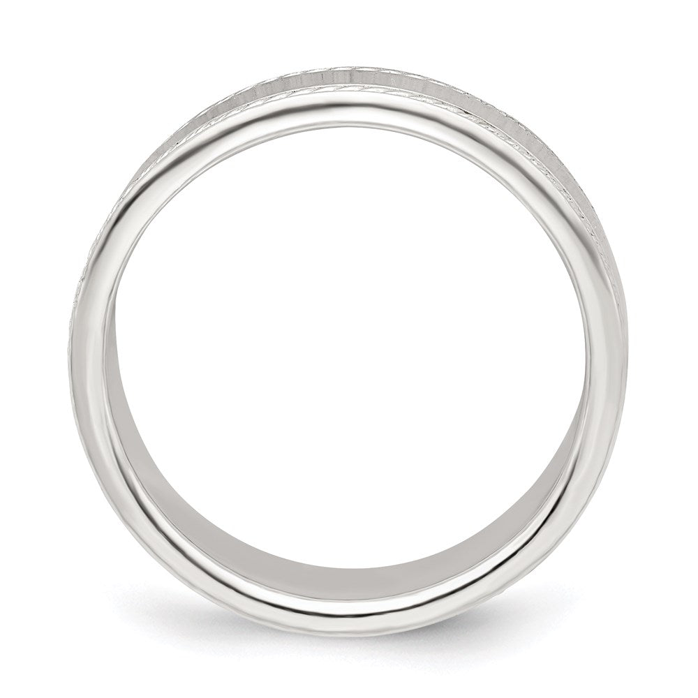 Sterling Silver 6mm Flat with Rope Edge Size 7 Band