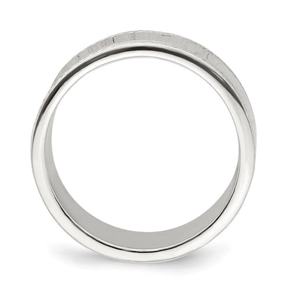 Sterling Silver 7mm Flat with Rope Edge Size 8 Band