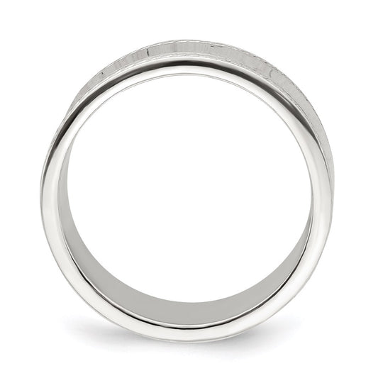 Sterling Silver 7mm Flat with Rope Edge Size 8 Band