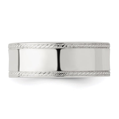 Sterling Silver 7mm Flat with Rope Edge Size 7 Band
