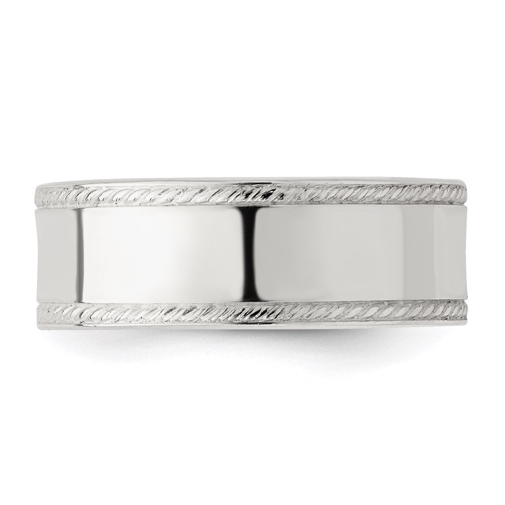 Sterling Silver 7mm Flat with Rope Edge Size 12 Band