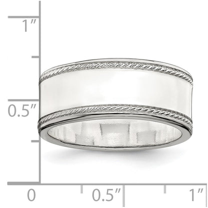 Sterling Silver 8mm Flat with Rope Edge Size 7 Band