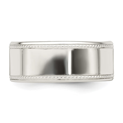 Sterling Silver 9.5mm Flat with Rope Edge Size 7 Band