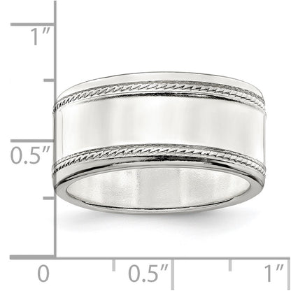 Sterling Silver 9.5mm Flat with Rope Edge Size 12 Band