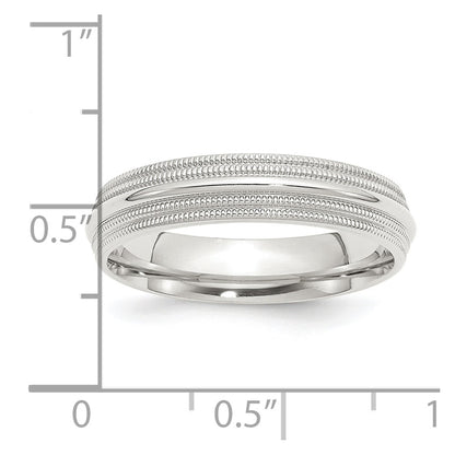 Sterling Silver 5mm Comfort Fit Double Milgrain Size 4 Band