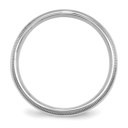 SSilver Rhodium-plated 5mm Comfort Fit Double Milgrain Size 7 Band