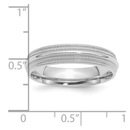 SSilver Rhodium-plated 5mm Comfort Fit Double Milgrain Size 7 Band