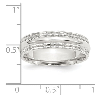 Sterling Silver 6mm Comfort Fit Double Milgrain Size 5.5 Band