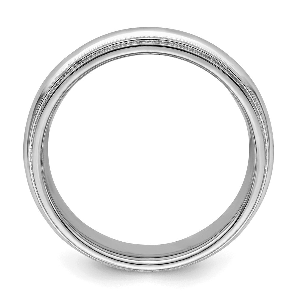 Sterling Silver Rhodium 6mm Comfort Fit Double Milgrain Size 13.5 Band