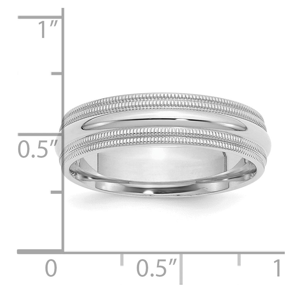 Sterling Silver Rhodium 6mm Comfort Fit Double Milgrain Size 12.5 Band