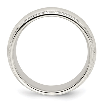 Sterling Silver 8mm Comfort Fit Double Milgrain Size 8 Band