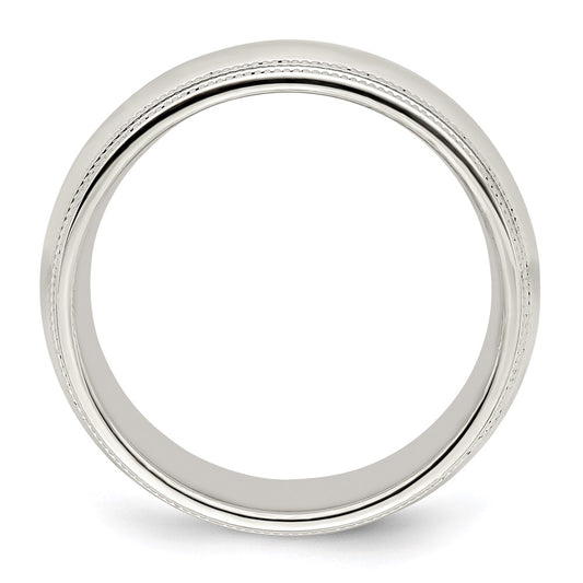 Sterling Silver 8mm Comfort Fit Double Milgrain Size 12.5 Band