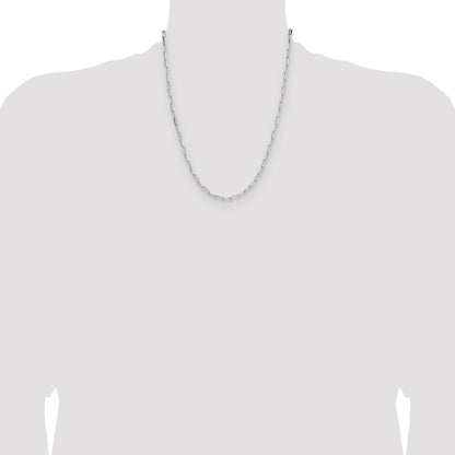 Sterling Silver Rhodium-plated 3.1mm D/C Paperclip Chain