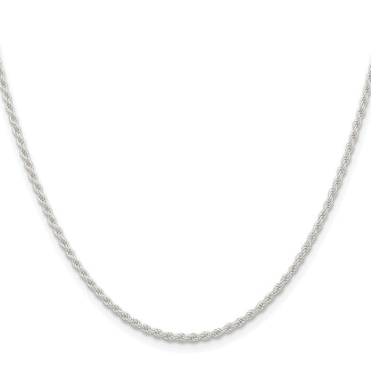 Sterling Silver Rhodium-plated 1.8mm Solid Rope Chain