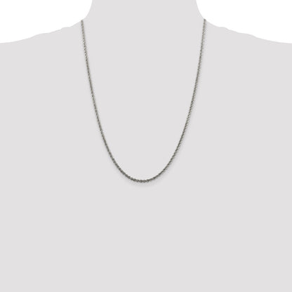 Sterling Silver Rhodium-plated 2.5mm Solid Rope Chain