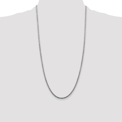 Sterling Silver Rhodium-plated 2.5mm Solid Rope Chain