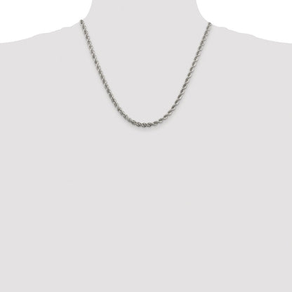 Sterling Silver Rhodium-plated 4.3mm Solid Rope Chain