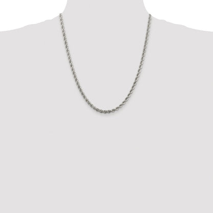Sterling Silver Rhodium-plated 4.3mm Solid Rope Chain
