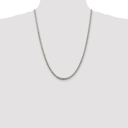 Sterling Silver Rhodium-plated 4.3mm Solid Rope Chain