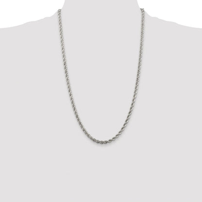 Sterling Silver Rhodium-plated 4.3mm Solid Rope Chain