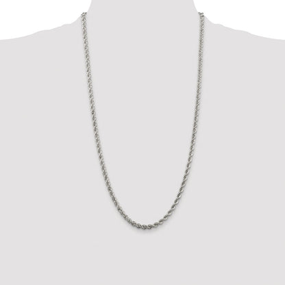Sterling Silver Rhodium-plated 4.3mm Solid Rope Chain