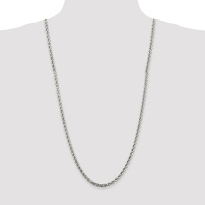 Sterling Silver Rhodium-plated 4.3mm Solid Rope Chain